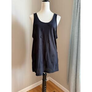 NWT Black Cotton Tank Top w Textured Dots Size Large